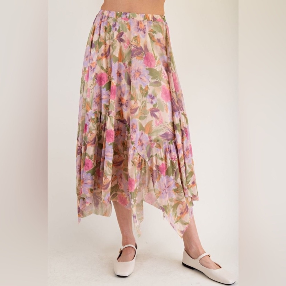 Easel Floral Romantic Western Skirt